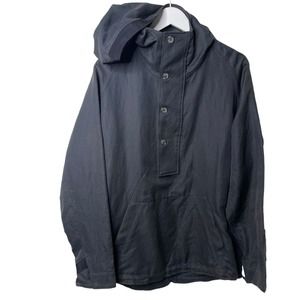 EXLEY NB Linen Hooded Textured Henley Button Pullover Shirt Jacket Medium